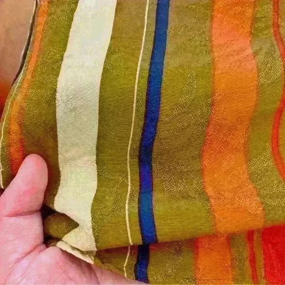 Mango Multicolored Stripes Silky Button Down Shirt Blouse  Size Small - Picture 6 of 12